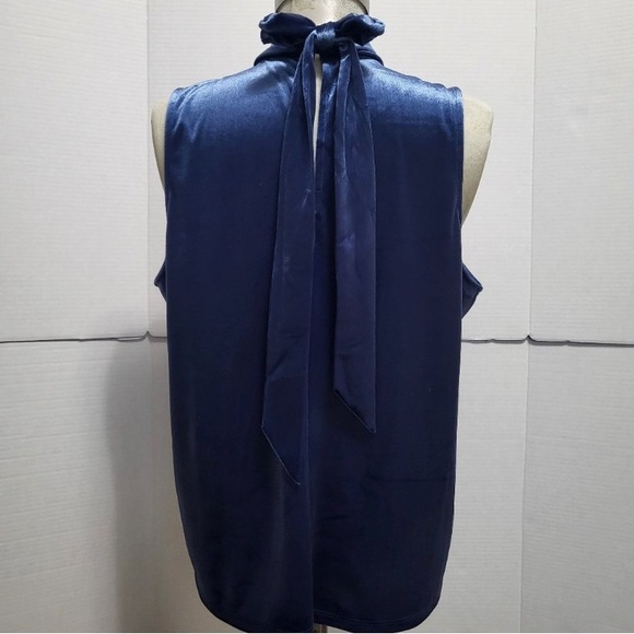 Banana Republic Azure Velvet Sleeveless Mock Neck With Tie Back Sz M NWOT🔷 - Picture 7 of 13